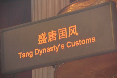 This segment of the show was described as Tang Dynasty Customs (the Tang Dynasty lasted from 618  907 AD).