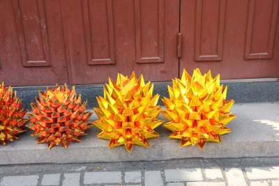 These pineapple-shaped decorative objects were also for sale at the store.