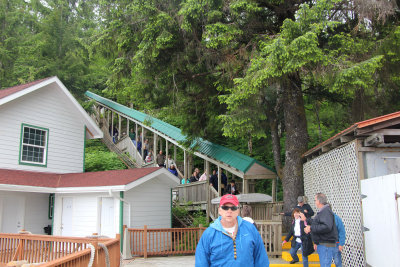 These steep steps lead to the pier where the lodge is.