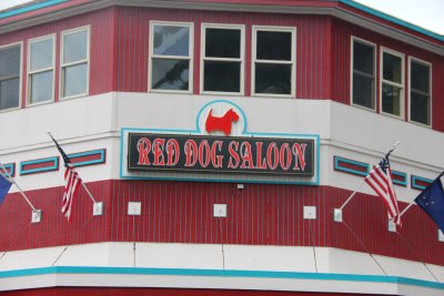In olden days, the owners met tour boats at the docks with a mule wearing a sign saying, follow my ass to the Red Dog Saloon.