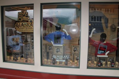 Window display for the Alaskan Brewing Company.