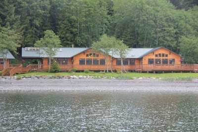 View of the Orca Point Lodge from the dock.