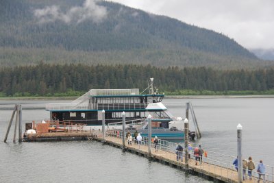 View of the catamaran from the Orca Point Lodge.