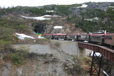 The rest of the train followed and approached the tunnel.