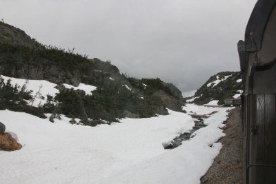 There was a lot of snow along the White Pass train route, especially at higher elevations.