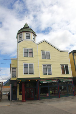 Nice Victorian turret of the Skagway Mercantile & Cafe on 2nd Avenue.