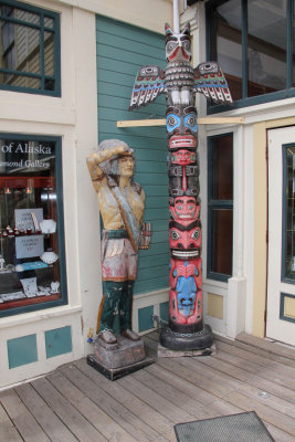 I admired this totem pole and wooden Indian in front of a tourist shop.