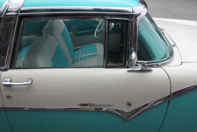 The car seat matches the two-tone exterior.