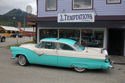 A beautiful 1955 Ford Fairlane Fordomatic in front of Temptations on 5th between Broadway & State Street.