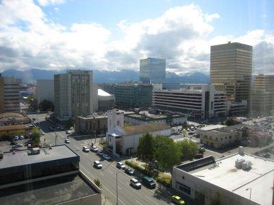 View of downtown Anchorage from my hotel window.