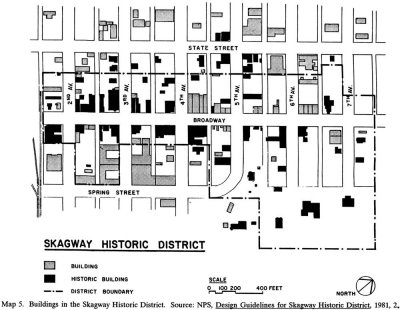 Map of historic downtown Skagway, Alaska.
