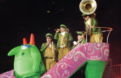 Victor was riding with a troupe of musicians.