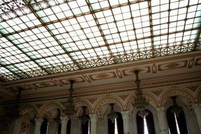 Close-up of the glass ceiling in the ballroom.