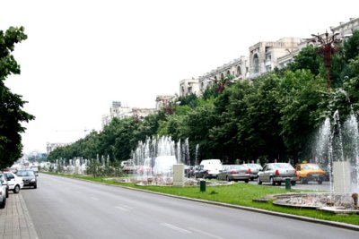Unirii Boulevard fountains (there is a fountain for each province of Romania).