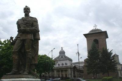 Sculpture of Alexandru Cuza in front of the church. He was the first modern Romanian leader.