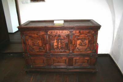 A fabulous wooden chest in the castle.