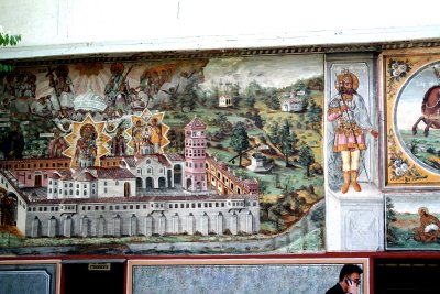 Close-up of the monastery panorama (that guy needs to stop talking on his cell phone)!