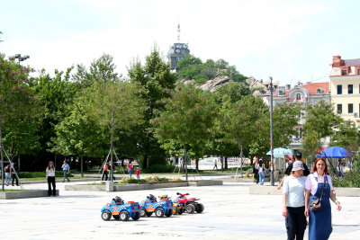 The main square in the newer part of Plovdiv.