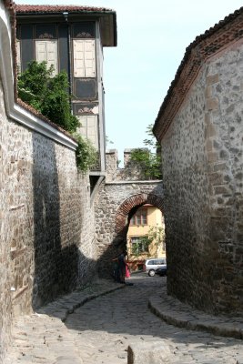 View of the Hisar Kapija Roman city entrance gate.