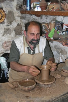 Plovdiv potter, Georgi Dimitrov Senchev, at work. I bought a hand-made coffee mug from him!