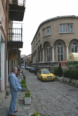 My Bulgarian tour guide, Alexander, standing on a Veliko Tarnova street.