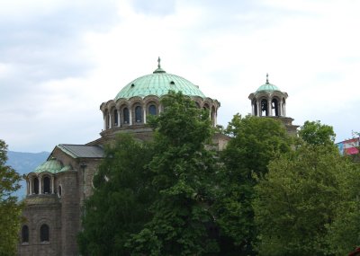 Distant shot of St. Nedelya Church.