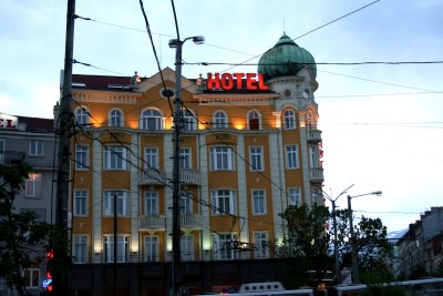 The Hotel Lion at dusk (where I stayed).