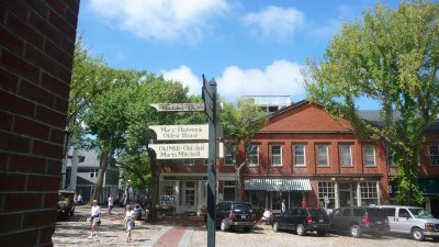 Sign on Main Street of indicating of Nantucket's tourist attractions.