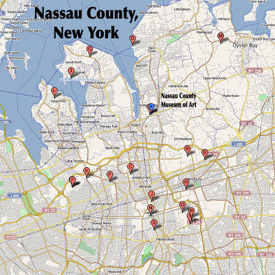 Map of Nassau County Museum of Art in Roslyn, NY.