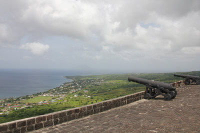 View from  Brimstone Hill Fortress of St. Kitts and of the Caribbean Sea.