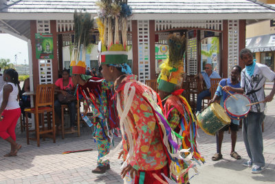 Even though it wasn't Carnival, these St. Kitts' residents got dressed up in Carnival costumes for the benefit of the tourists.