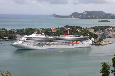 Close-up of the Carnival Victory.  The view from St. Marks is magnificent since it is on top of a hill.
