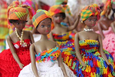 Close-up of the dolls, which are typical of St. Lucia and the Caribbean.