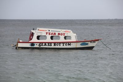 Moored off the Tobago's Atlantic coast from Jemmas, was this glass bottom tourist boat.