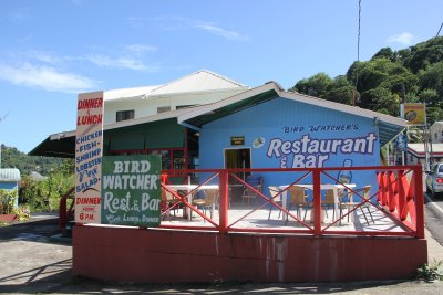 On Tobago's Atlantic coastline, we passed the Bird Watchers Restaurant and Bar.