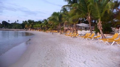 The beach at the hotel is beautiful.