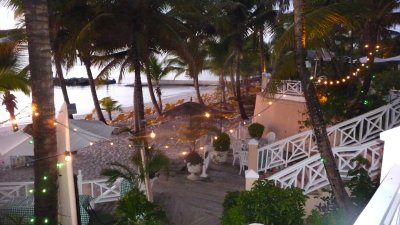 Looking down at the beach from the hotel.