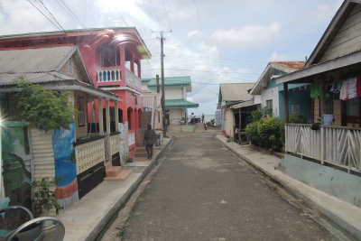 A typical residential street in Castries, St. Lucia.