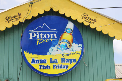 Sign at the souvenir stand for Piton, the local St. Lucia beer.