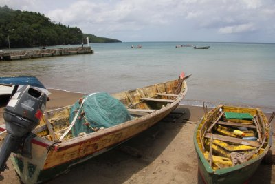 Fishing boats on the waterfront in Castries.