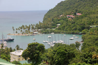 View of Marigot Bay in St. Lucia, a well known yachtsman's haven.