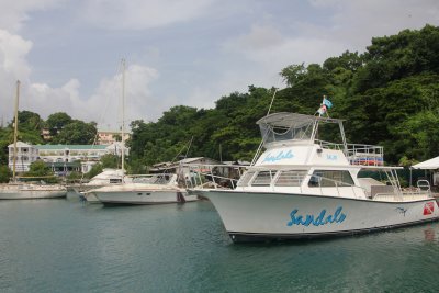 View from the ferry of pleasure boats in Castries Harbor.
