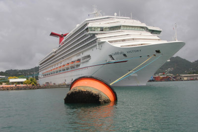 The Carnival Victory was moored to this oversized buoy.