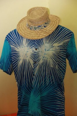 A great batik shirt and hat combination for sale at Caribelle Batik.