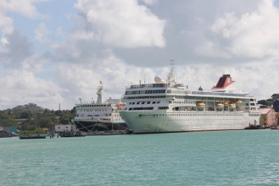 Close-up of the ships.