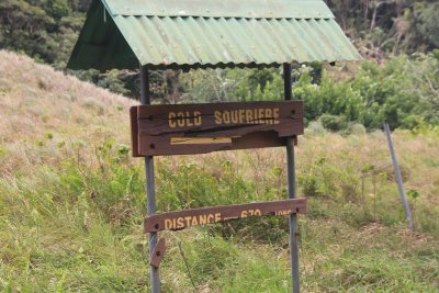 Sign for the Cold Soufriere (cold spring).