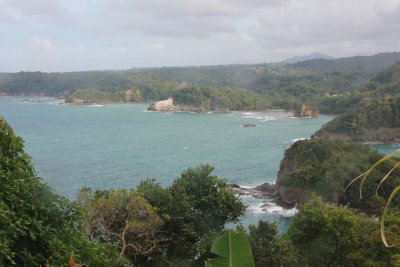 View of the Atlantic Ocean on Dominica's east coast. The Caribbean Sea is on the west coast.
