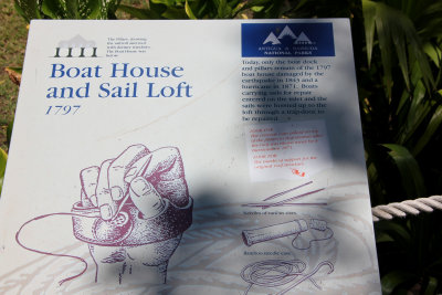 Sign for the boat house and the sail loft, which were built in 1797.