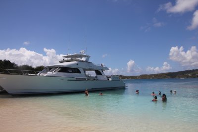 The white sand beaches of Green Island were ideal for swimming. Other passengers went snorkeling at a nearby reef, there.