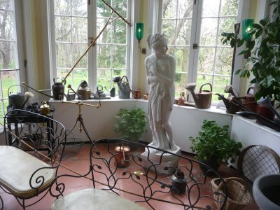 The Orangery, or Conservatory, was in the original home. Originally, it had a dirt floor.